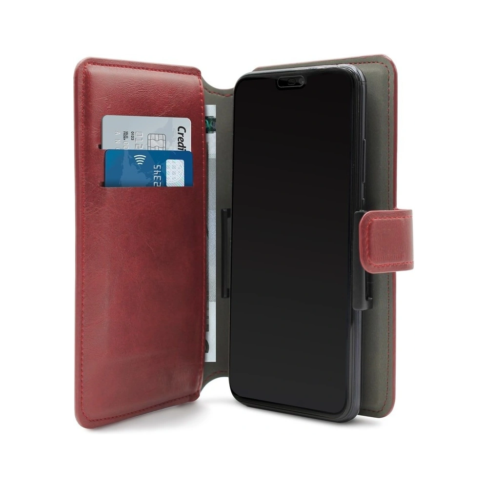 PURO Universal Wallet - Uniwersalne etui obrotowe 360° z kieszeniami na karty, rozmiar XL (czerwony)