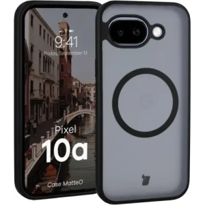 Etui z pierścieniem magnetycznym Bizon Case MatteO do Google Pixel 10a przydymione-czarne