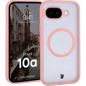 Etui z pierścieniem magnetycznym Bizon Case MatteO do Google Pixel 10a przydymione-jasnoróżowe
