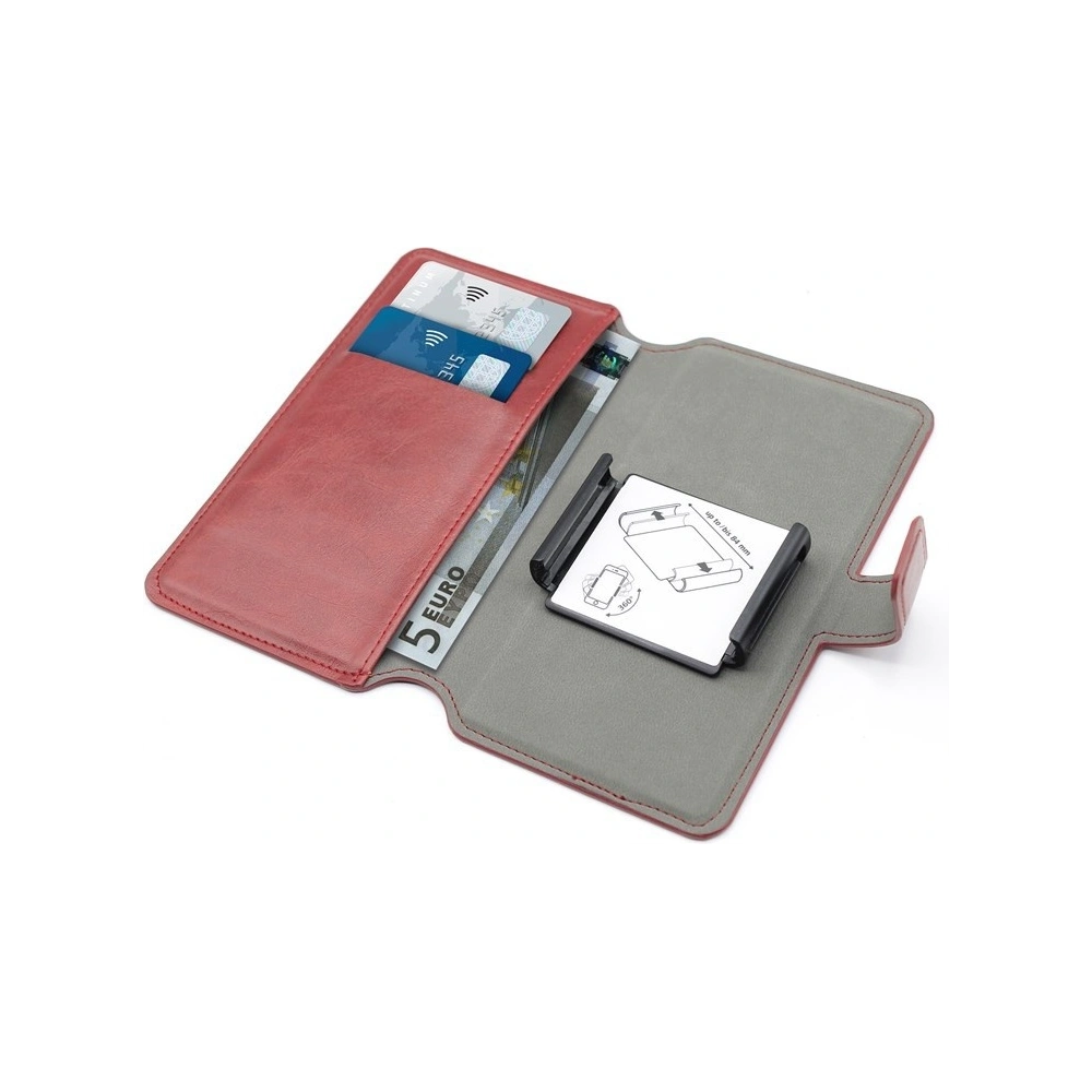 PURO Universal Wallet - Uniwersalne etui obrotowe 360° z kieszeniami na karty, rozmiar XL (czerwony)