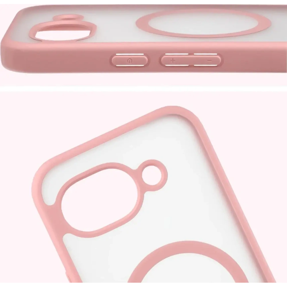 Etui z pierścieniem magnetycznym Bizon Case MatteO do Google Pixel 10a przydymione-jasnoróżowe