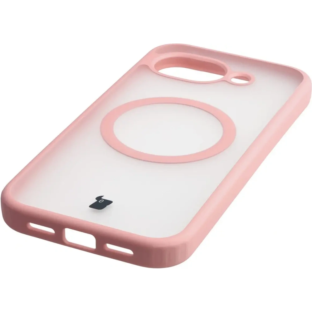Etui z pierścieniem magnetycznym Bizon Case MatteO do Google Pixel 10a przydymione-jasnoróżowe