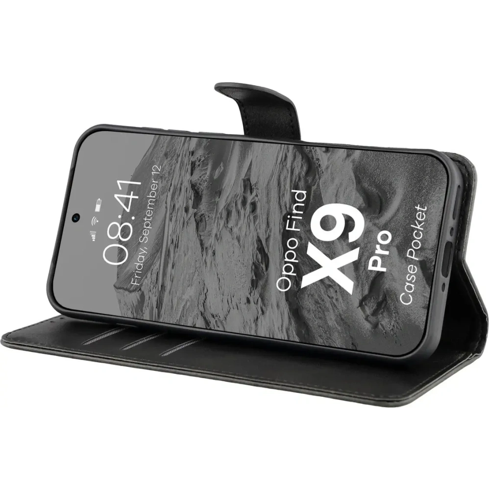 Etui z klapką Bizon Case Pocket do Oppo Find X9 Pro czarne