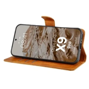 Etui z klapką Bizon Case Pocket do Oppo Find X9 Pro brązowe