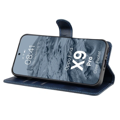 Etui z klapką Bizon Case Pocket do Oppo Find X9 Pro granatowe
