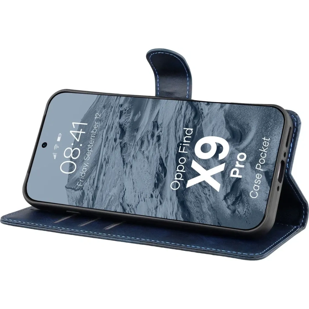 Etui z klapką Bizon Case Pocket do Oppo Find X9 Pro granatowe