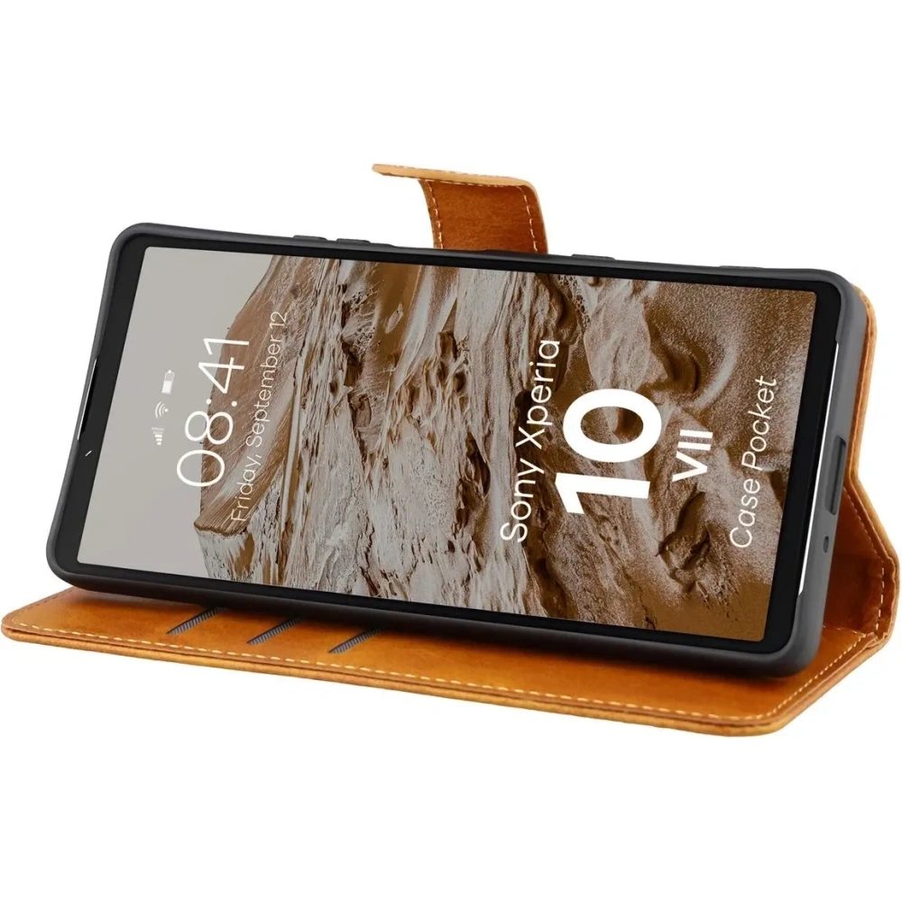 Etui z klapką Bizon Case Pocket do Sony Xperia 10 VII brązowe