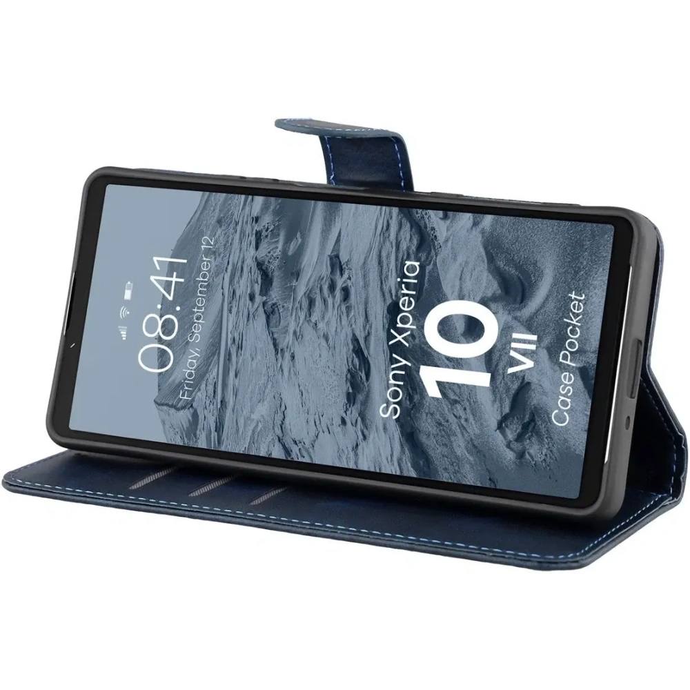 Etui z klapką Bizon Case Pocket do Sony Xperia 10 VII granatowe