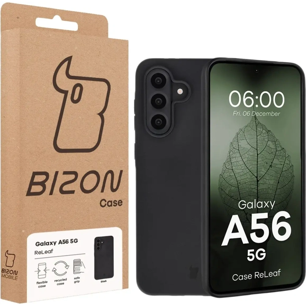 Etui z recyklingu Bizon Case ReLeaf do Samsung Galaxy A56 5G czarne