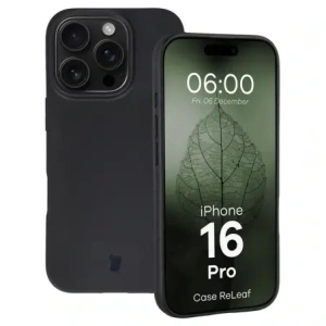 Etui z recyklingu Bizon Case ReLeaf do Apple iPhone 16 Pro czarne