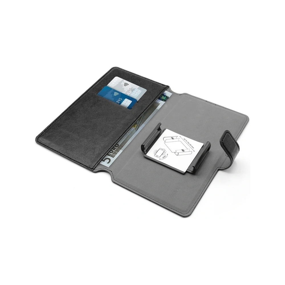 PURO Universal Wallet - Uniwersalne etui obrotowe 360° z kieszeniami na karty, rozmiar XXL (czarny)