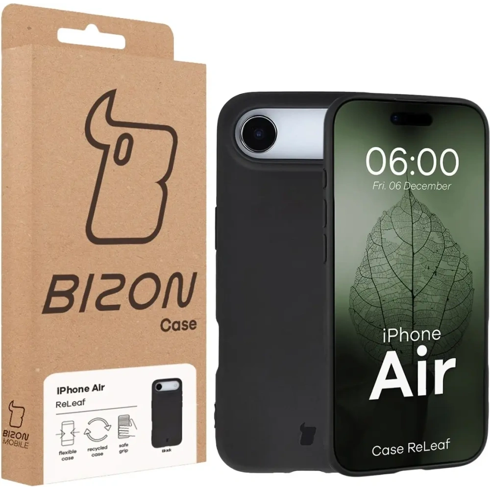 Etui z recyklingu Bizon Case ReLeaf do Apple iPhone Air czarne