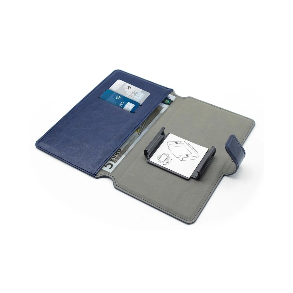 PURO Universal Wallet - Uniwersalne etui obrotowe 360° z kieszeniami na karty, rozmiar XXL (granatowy)