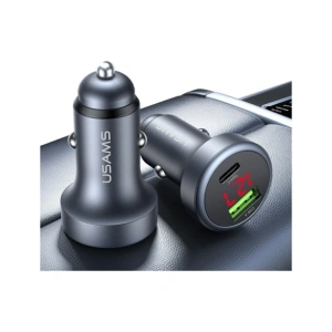 Ładowarka samochodowa USAMS CC327 Aluminium 45W USB-A USB-C tarnish