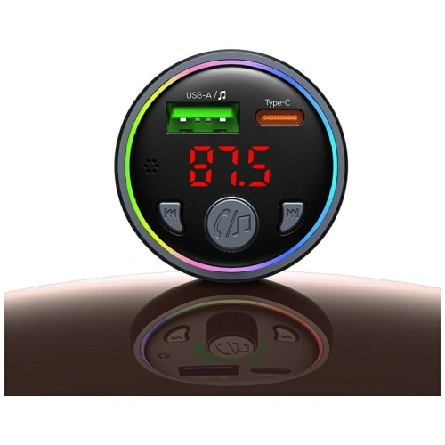 Ładowarka samochodowa USAMS CC328 30W USB-A USB-C Bluetooth FM tarnish