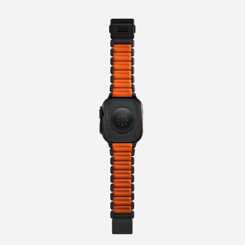 Pasek NOMAD Stratos band tytanowa bransoleta do Apple Watch 49mm z FKM (black titanium, ultra orange FKM)