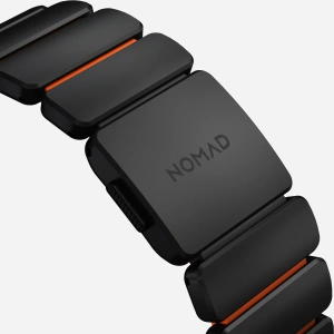 Pasek NOMAD Stratos band tytanowa bransoleta do Apple Watch 49mm z FKM (black titanium, ultra orange FKM)