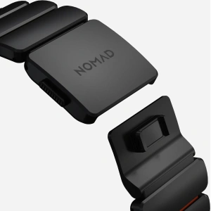 Pasek NOMAD Stratos band tytanowa bransoleta do Apple Watch 49mm z FKM (black titanium, ultra orange FKM)