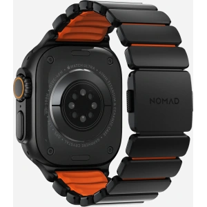 Pasek NOMAD Stratos band tytanowa bransoleta do Apple Watch 49mm z FKM (black titanium, ultra orange FKM)