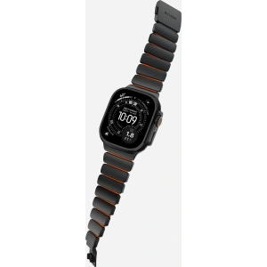 Pasek NOMAD Stratos band tytanowa bransoleta do Apple Watch 49mm z FKM (black titanium, ultra orange FKM)