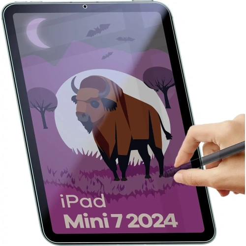 Prywatyzujące szkło hybrydowe Bizon Glass Tab Mule Shadow do Apple iPad Mini 7 2024 matowe