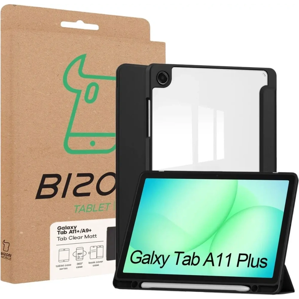 Etui z klapką Bizon Case Tab Clear Matt do Samsung Galaxy Tab A11+ Plus / A9+ Plus czarne