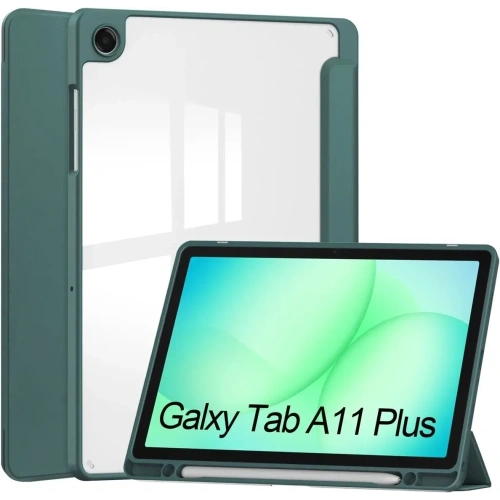 Etui z klapką Bizon Case Tab Clear Matt do Samsung Galaxy Tab A11+ Plus / A9+ Plus ciemnozielone