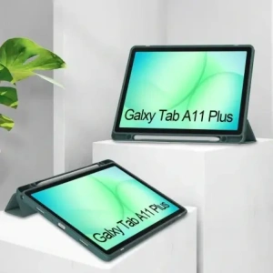 Etui z klapką Bizon Case Tab Clear Matt do Samsung Galaxy Tab A11+ Plus / A9+ Plus ciemnozielone