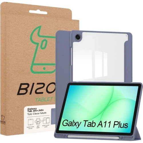 Etui z klapką Bizon Case Tab Clear Matt do Samsung Galaxy Tab A11+ Plus / A9+ Plus lawendowe