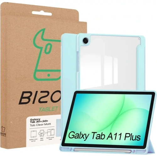 Etui z klapką Bizon Case Tab Clear Matt do Samsung Galaxy Tab A11+ Plus / A9+ Plus błękitne