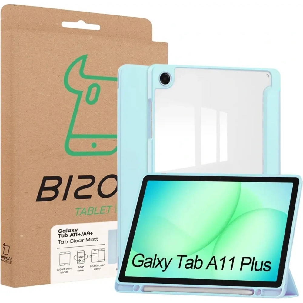 Etui z klapką Bizon Case Tab Clear Matt do Samsung Galaxy Tab A11+ Plus / A9+ Plus błękitne