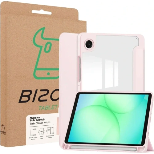 Etui z klapką Bizon Case Tab Clear Matt do Samsung Galaxy Tab A11 / A9 różowe