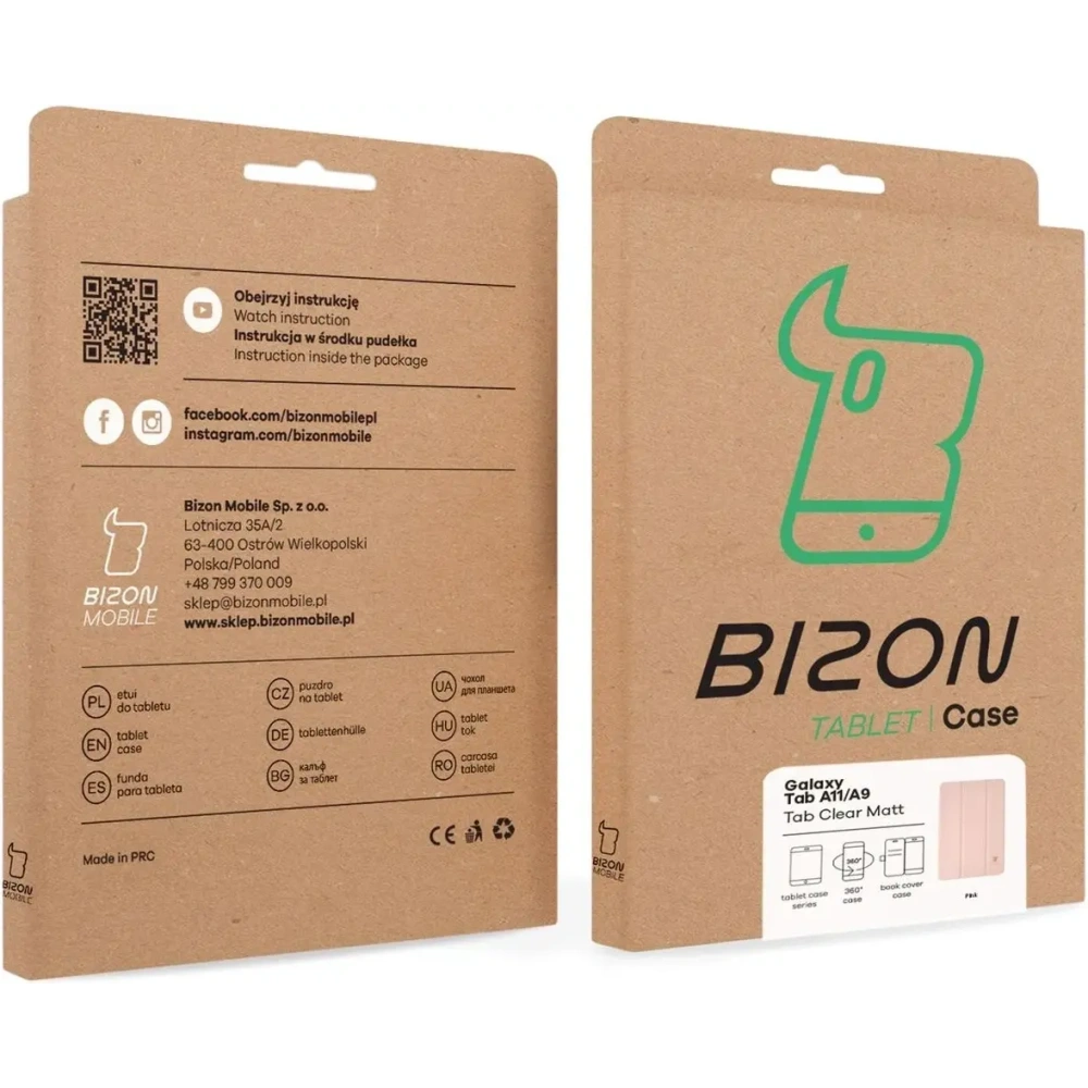 Etui z klapką Bizon Case Tab Clear Matt do Samsung Galaxy Tab A11 / A9 różowe