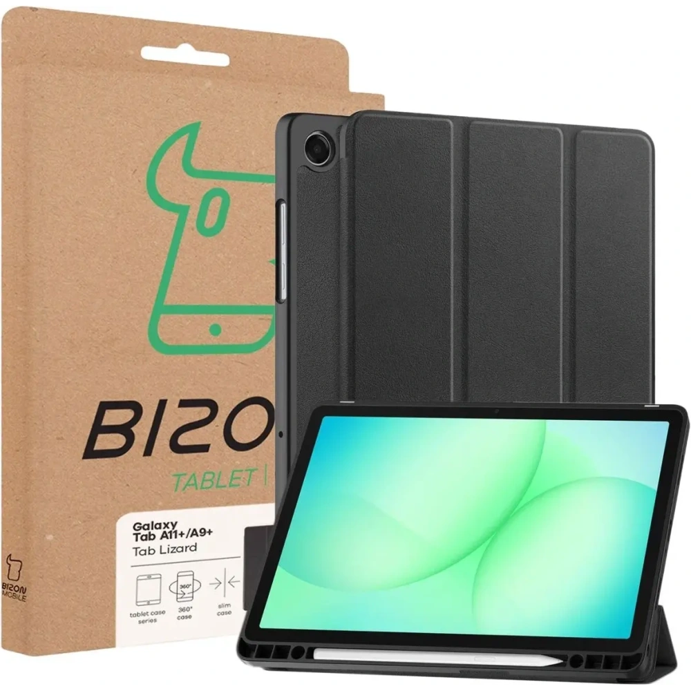 Etui z klapką Bizon Case Tab Lizard do Samsung Galaxy Tab A11+ Plus / A9+ Plus czarne
