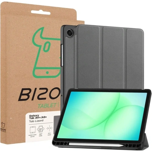 Etui z klapką Bizon Case Tab Lizard do Samsung Galaxy Tab A11+ Plus / A9+ Plus szare