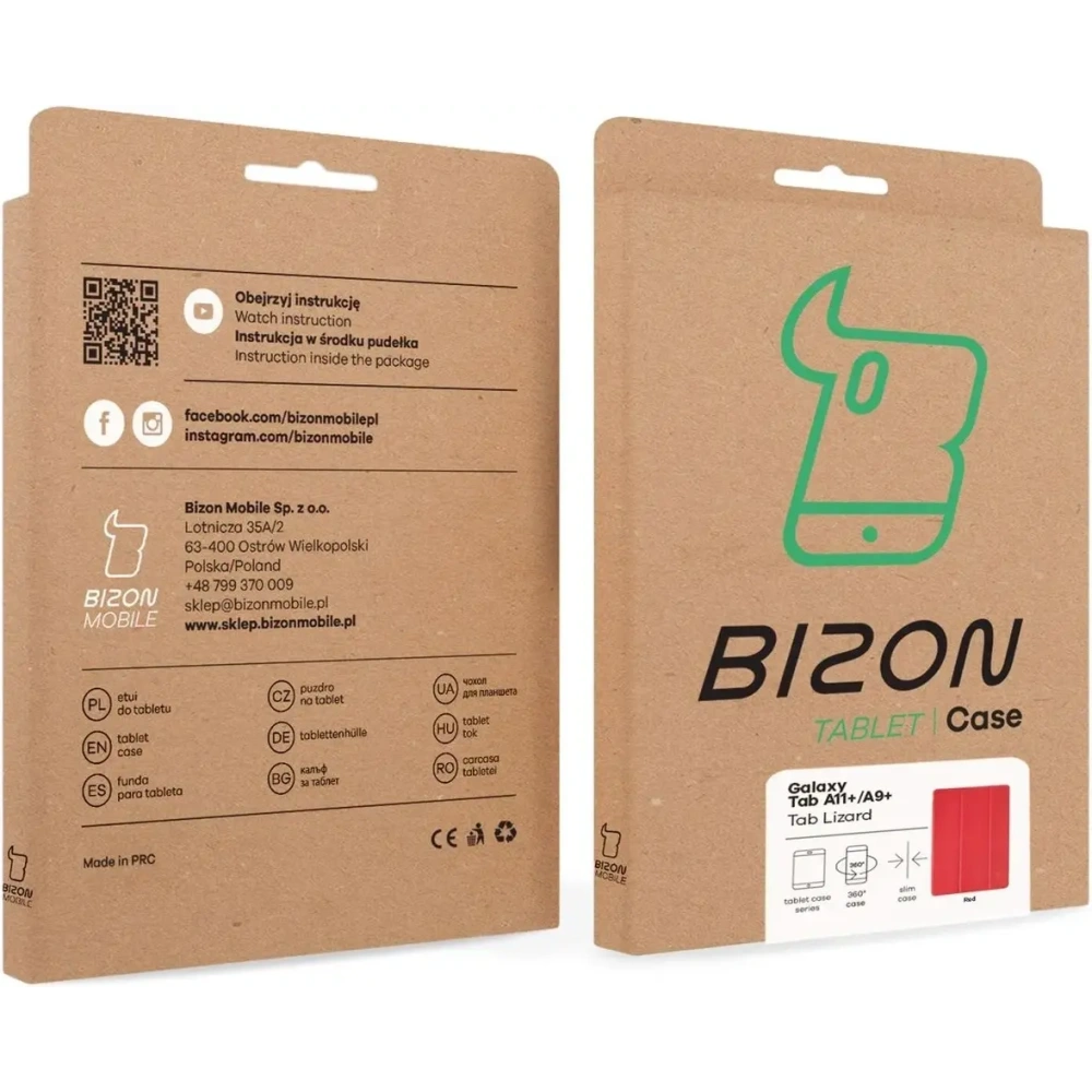 Etui z klapką Bizon Case Tab Lizard do Samsung Galaxy Tab A11+ Plus / A9+ Plus czerwone