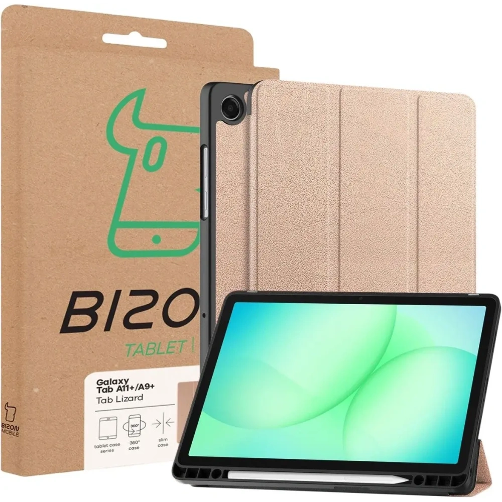 Etui z klapką Bizon Case Tab Lizard do Samsung Galaxy Tab A11+ Plus / A9+ Plus różowozłote