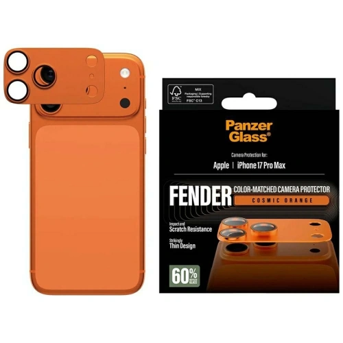 Szkło hartowane na obiektyw PanzerGlass Fender Camera Protector do Apple iPhone 17 Pro Max pomarańczowy