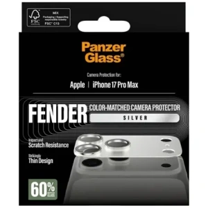 Szkło hartowane na obiektyw PanzerGlass Fender Camera Protector do Apple iPhone 17 Pro Max srebrny