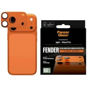 Szkło hartowane na obiektyw PanzerGlass Fender Camera Protector do Apple iPhone 17 Pro pomarańczowy