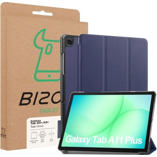 Etui z klapką Bizon Case Tab Croc do Samsung Galaxy Tab A11+ Plus / A9+ Plus granatowe