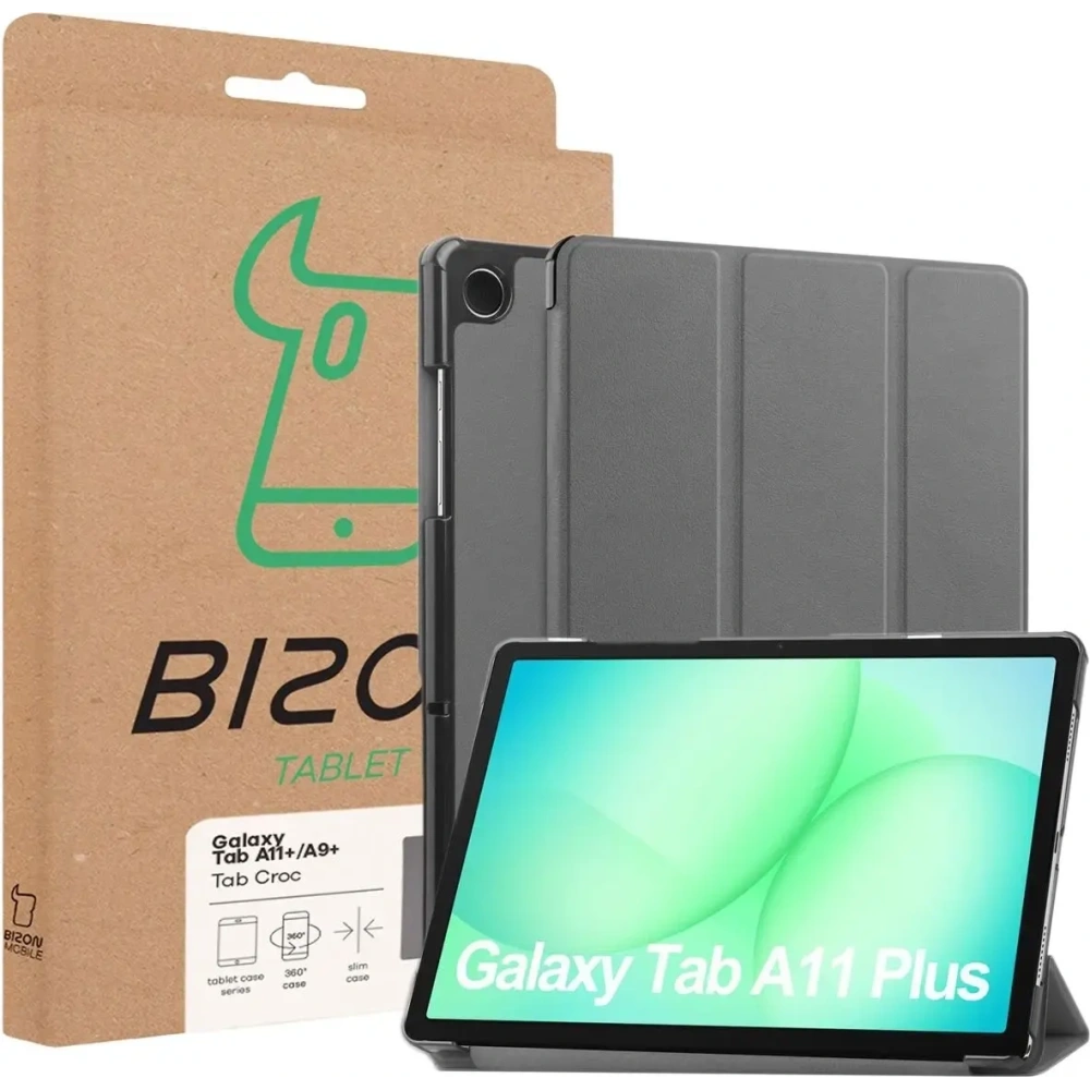 Etui z klapką Bizon Case Tab Croc do Samsung Galaxy Tab A11+ Plus / A9+ Plus szare
