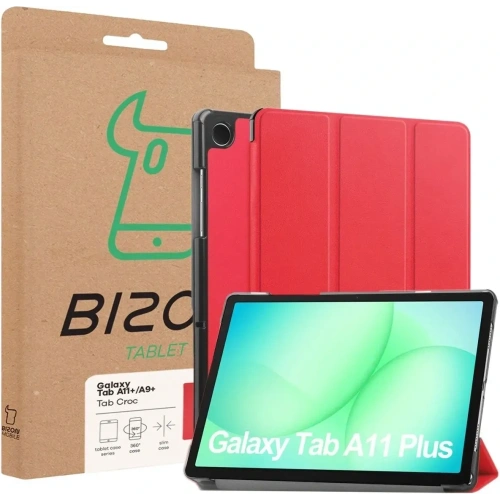Etui z klapką Bizon Case Tab Croc do Samsung Galaxy Tab A11+ Plus / A9+ Plus czerwone