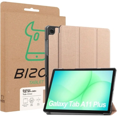 Etui z klapką Bizon Case Tab Croc do Samsung Galaxy Tab A11+ Plus / A9+ Plus różowozłote