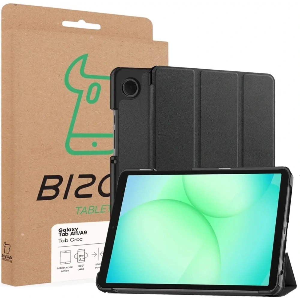 Etui z klapką Bizon Case Tab Croc do Samsung Galaxy Tab A11 / A9 czarne