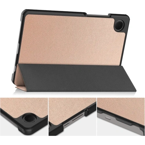 Etui z klapką Bizon Case Tab Croc do Samsung Galaxy Tab A11 / A9 różowozłote