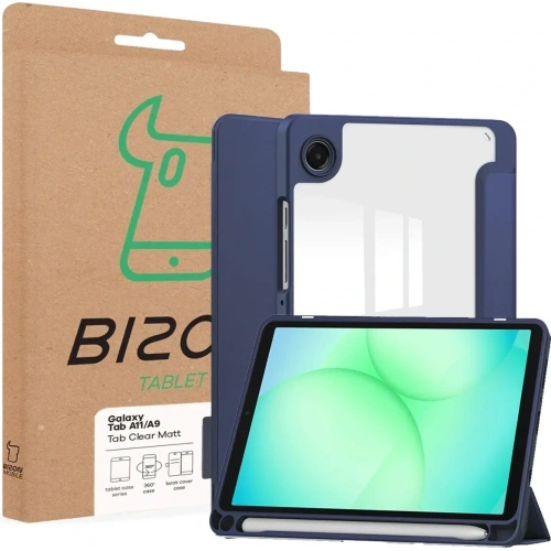 Etui z klapką Bizon Case Tab Clear Matt do Samsung Galaxy Tab A11 / A9 granatowe