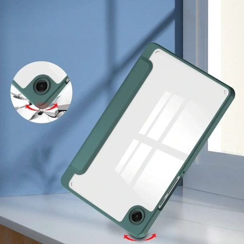 Etui z klapką Bizon Case Tab Clear Matt do Samsung Galaxy Tab A11 / A9 ciemnozielone