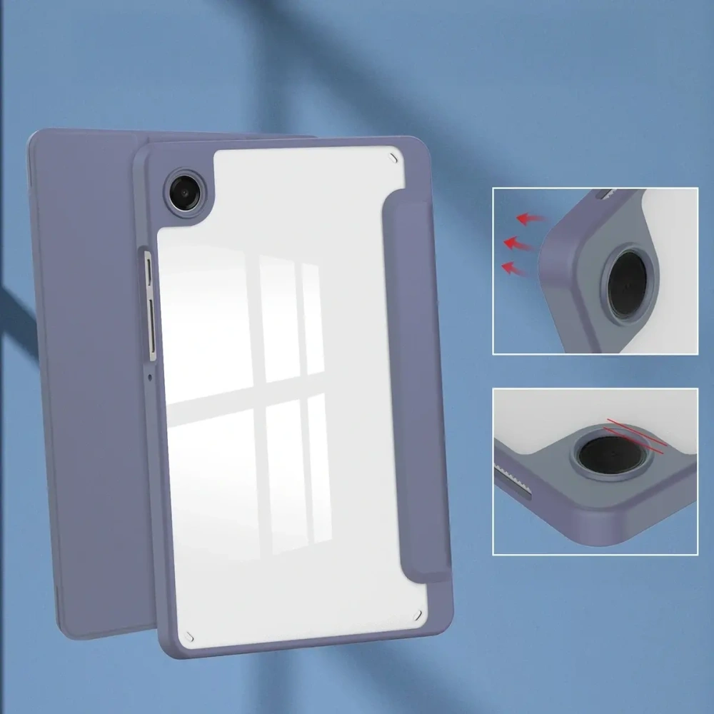 Etui z klapką Bizon Case Tab Clear Matt do Samsung Galaxy Tab A11 / A9 lawendowe