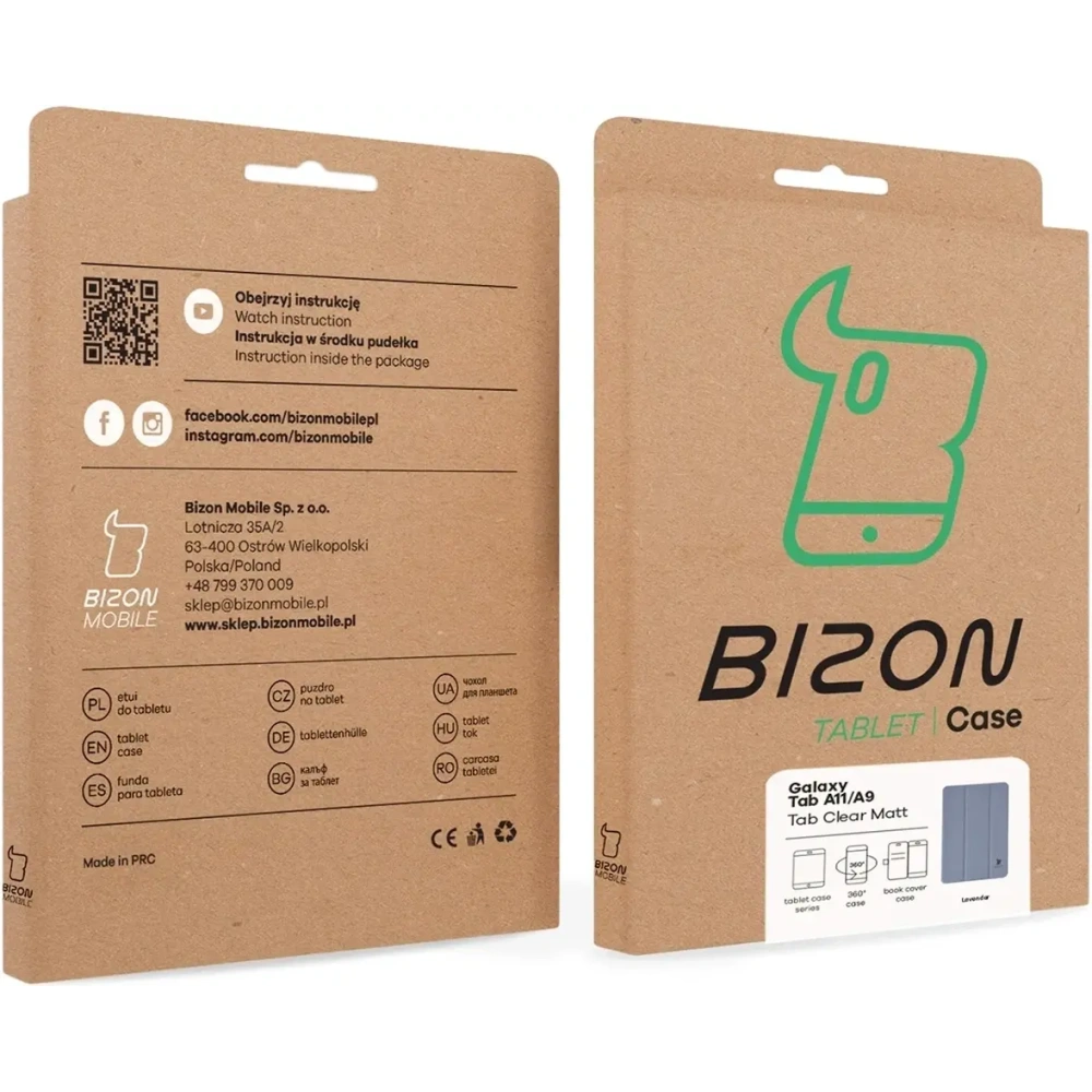 Etui z klapką Bizon Case Tab Clear Matt do Samsung Galaxy Tab A11 / A9 lawendowe